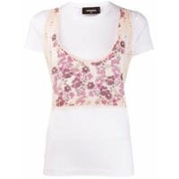 Dsquared2 Camiseta com recorte floral - Branco