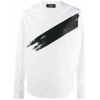 Dsquared2 Camiseta mangas longas branca de algodão com logo - Branco