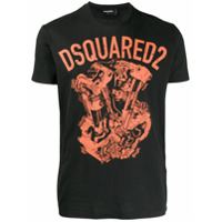 Dsquared2 Camiseta preta de algodão com estampa gráfica - Preto