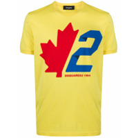 Dsquared2 Camiseta slim com estampa de folha - Amarelo