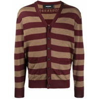 Dsquared2 Cardigan de tricô e lã virgem com listras - Vermelho