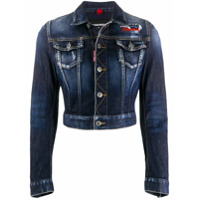 Dsquared2 Jaqueta jeans cropped com bordado - Azul