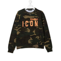Dsquared2 Kids Moletom de algodão camuflado - Verde