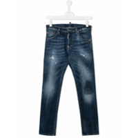 Dsquared2 Kids TEEN stonewashed ripped detail jeans - Azul