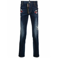 Dsquared2 logo patch distressed jeans - Azul