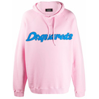 Dsquared2 Moletom de algodão com capuz e estampa de logo - Rosa