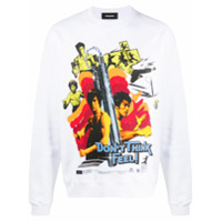 Dsquared2 Moletom de algodão com estampa gráfica - Branco