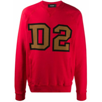 Dsquared2 Moletom decote careca com estampa D2 - Vermelho