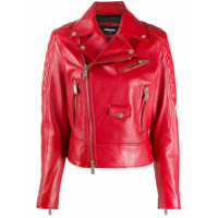 Dsquared2 quilted detail zip-up leather jacket - Vermelho
