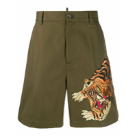 Dsquared2 Short de alfaiataria com tigre bordado - Verde