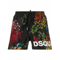 Dsquared2 Short de natação com estampa de lírio do mar - Preto