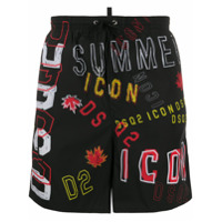 Dsquared2 Short de natação com estampa de logo - Preto