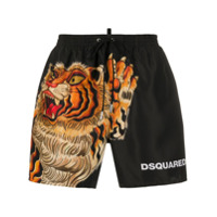 Dsquared2 Short de natação com estampa Tiger - Preto