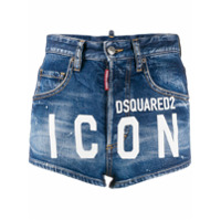 Dsquared2 Short jeans com estampa Icon - Azul