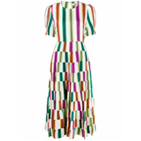 DVF Diane von Furstenberg Vestido color block com listras - Branco