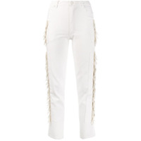 Eckhaus Latta Calça jeans com franjas laterais - Branco