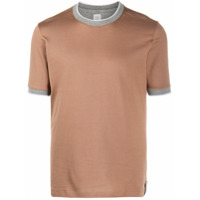 Eleventy Camiseta decote careca com acabamento contrastante - Marrom