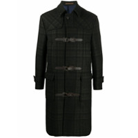 Eleventy tartan buckle-fastening coat - Verde