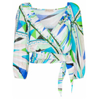 Emilio Pucci Blusa com transpasse e estampa Bes - Verde