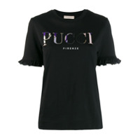 Emilio Pucci Camiseta com babados nas mangas - Preto