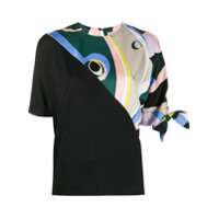 Emilio Pucci Camiseta com recortes de estampa abstrata - Preto