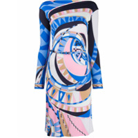 Emilio Pucci Vestido com cinto e estampa Wally - Azul