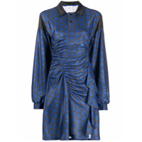 Emilio Pucci Vestido com estampa x Koché e detalhe de babados - Azul