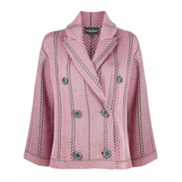 Emporio Armani Blazer com abotoamento duplo e listras - Rosa