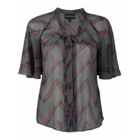 Emporio Armani Blusa com amarração frontal e chevron - Cinza