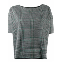Emporio Armani Blusa xadrez mangas curtas de tricô - Cinza