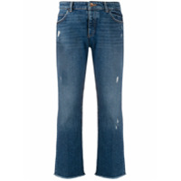 Emporio Armani Calça jeans cropped com efeito destroyed - Azul
