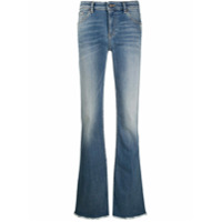 Emporio Armani Calça jeans flare com cintura média e acabamento desfiado - Azul