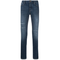 Emporio Armani Calça jeans skinny cintura média com efeito destroyed - Azul