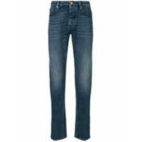 Emporio Armani Calça jeans slim cintura alta com efeito desbotado - Azul