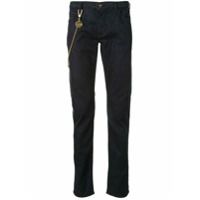 Emporio Armani Calça jeans slim com detalhe de corrente - Azul