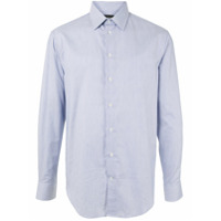 Emporio Armani Camisa com botões e estampa de listras - Azul