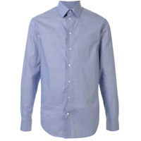Emporio Armani Camisa com estampa xadrez e barra curvada - Azul
