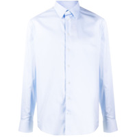 Emporio Armani Camisa mangas longas com barra curvada - Azul