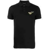 Emporio Armani Camisa polo de algodão com patch de logo - Preto