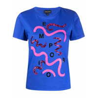 Emporio Armani Camiseta com estampa e aplicação de paetês - Azul