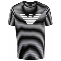 Emporio Armani Camiseta com listras e estampa de logo - Preto