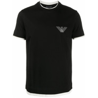 Emporio Armani Camiseta com logo e efeito de sobreposição - Preto