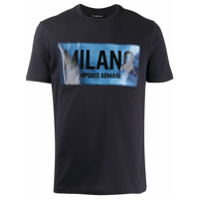 Emporio Armani Camiseta com logo pespontado - Azul