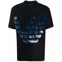Emporio Armani Camiseta decote careca com estampa de logo - Azul
