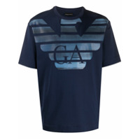 Emporio Armani Camiseta gola redonda com estampa de logo de águia - Azul
