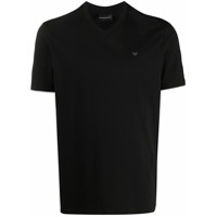 Emporio Armani Camiseta gola V com estampa de logo - Preto