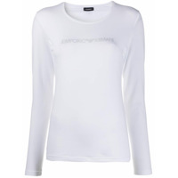 Emporio Armani Camiseta mangas longas com aplicações de strass - Branco