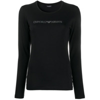 Emporio Armani Camiseta mangas longas com aplicações de strass - Preto