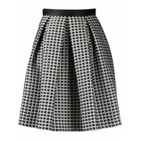 Emporio Armani check patterned pleat detail skirt - Preto
