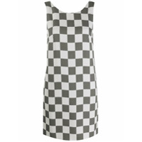 Emporio Armani checkerboard print sleeveless shift dress - Branco